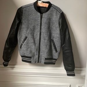 Faux Leather Black & Gray Letterman Style Jacket🖤